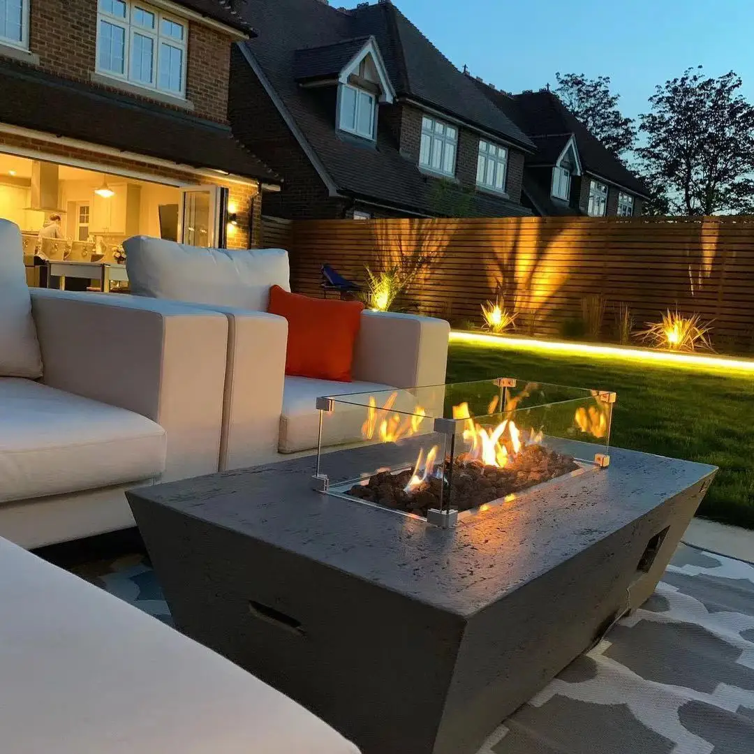 Gas Fire Pool Bowl Swimming Pool Waterfall Fire Pit with Remote Control Waterproof Outdoor Fire Feature for Pool Laboratory Use