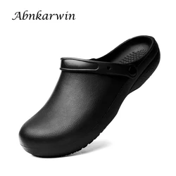 Anti-Skid Waterproof Black Chef Shoes Kitchen Cook Garden Shoes Without Holes Clogs Rubber Sandals Plus Big Size 47 48 49