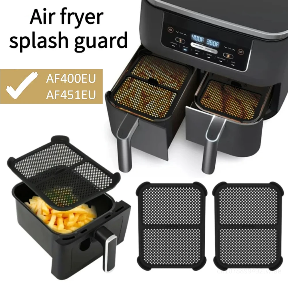 1/2Pcs Air Fryer Splash Guard for Ninja Air Fryer AF400 AF451 DZ401 Models Reusable Silicone Air Fryer Splash Pad Baking Tools