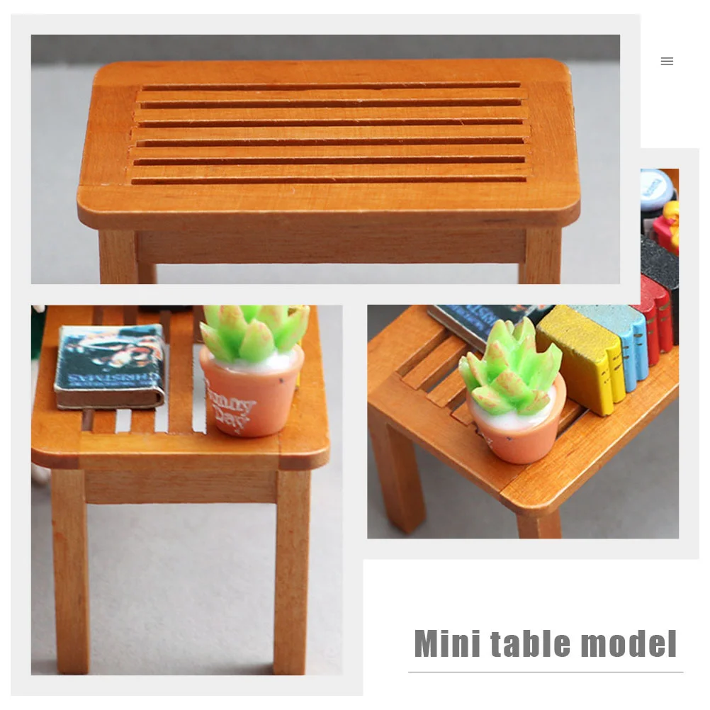 Muebles Decoración Taburete Modelo Accesorio para niños Escritorio de madera maciza Adorable niño de madera en miniatura