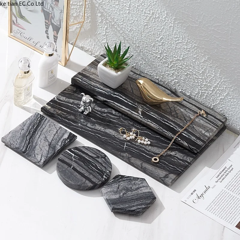 Nordic minimalist marble flat plate Coaster Jewelry display, storage, and organization tray Bathroom and toiletries storage tray