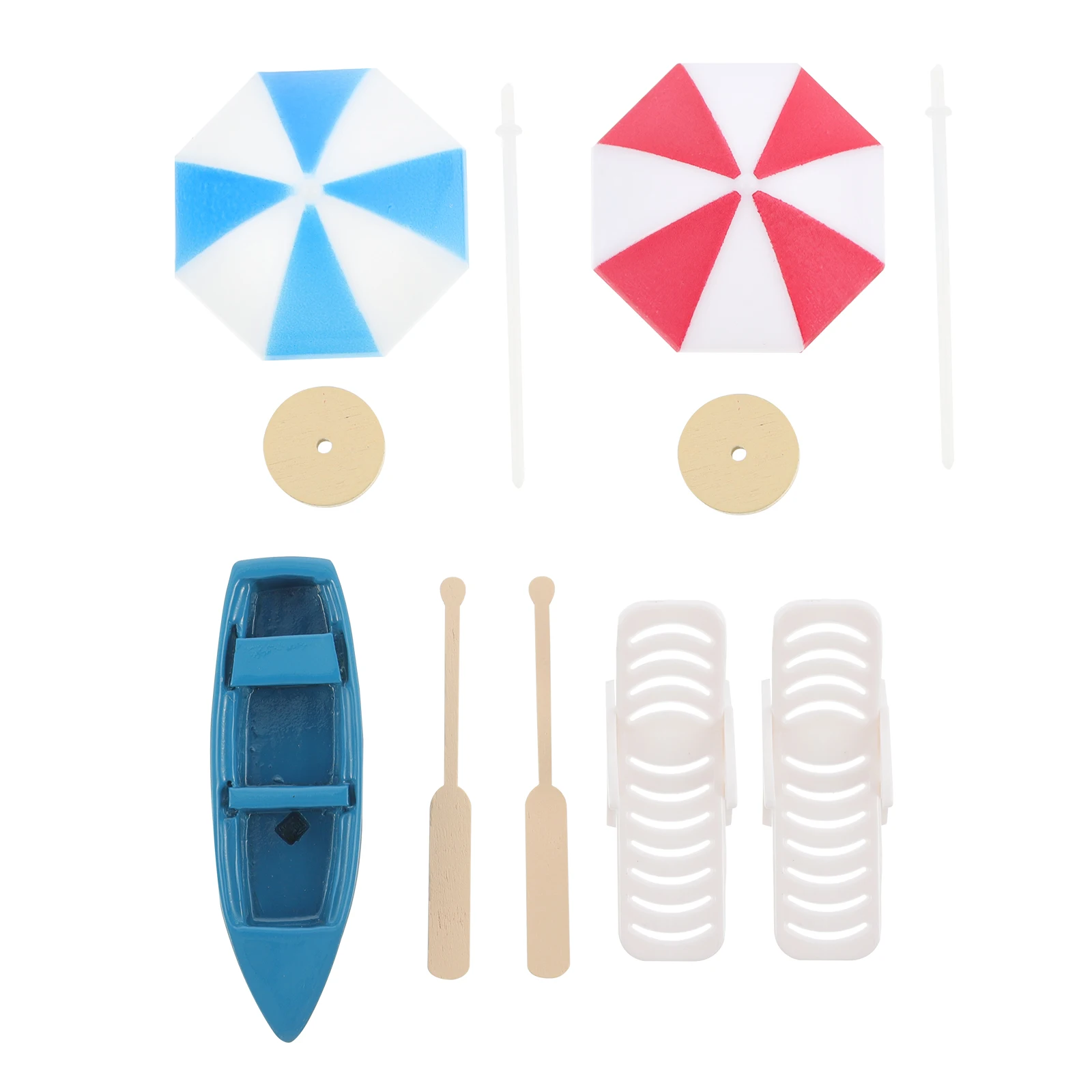 

Beach Style Miniature Decoration Set 2 Chairs Blue Boat Red Home Coastal Seaside Fairy Garden Ornament Mini Decor