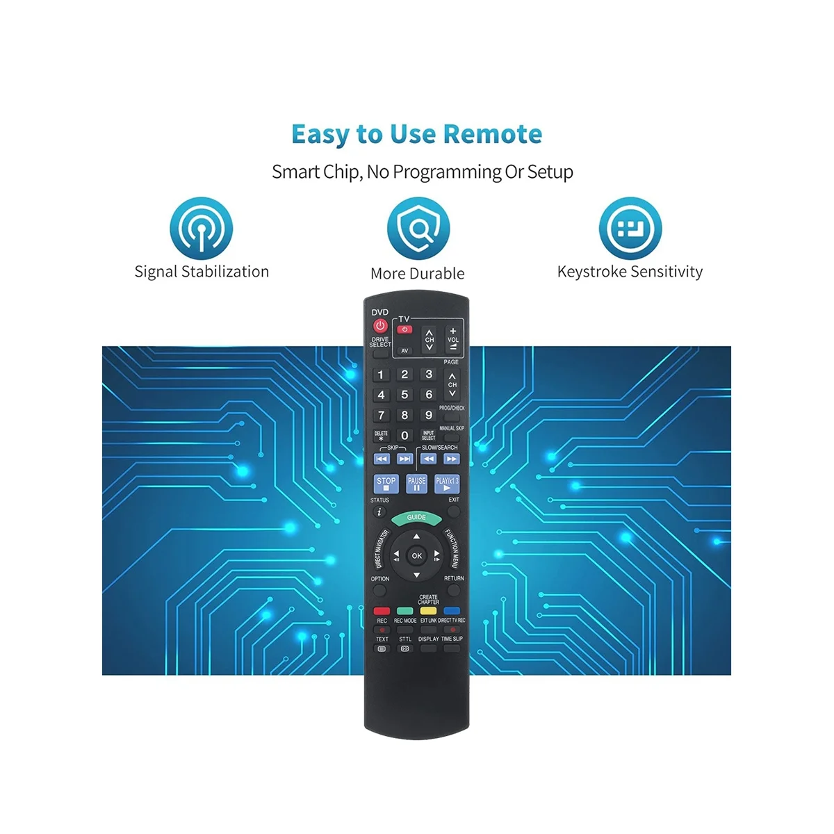 N2QAYB000127 Remplacer Télécommande pour Panasonic DVD Enregistreur DMR-EX78 DMR-EX78EB DMR-EX88 DMR-EX88EB DMR-EX77 DMR-EX77EB