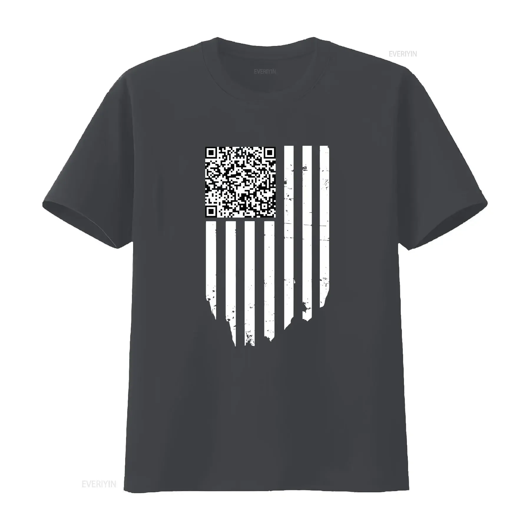 Funny QR Scan Code Dancing US Flag T Shirt  vintage Washed Slightly Unisex streetwear Top For Everyday Wear Versatile graphic view 4
