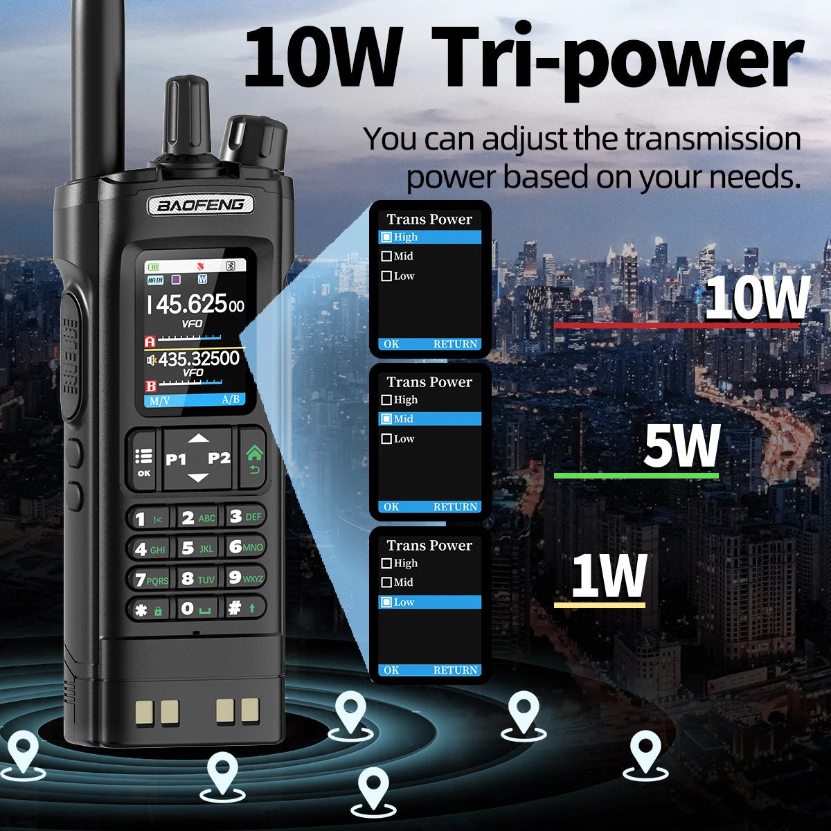 BAOFENG UV-32 نظام تحديد المواقع لاسلكي تخاطب 3500mAh/2500mAh بلوتوث برمجة نسخة لاسلكية تردد طويلة المدى متعدد الموجات اتجاهين الراديو