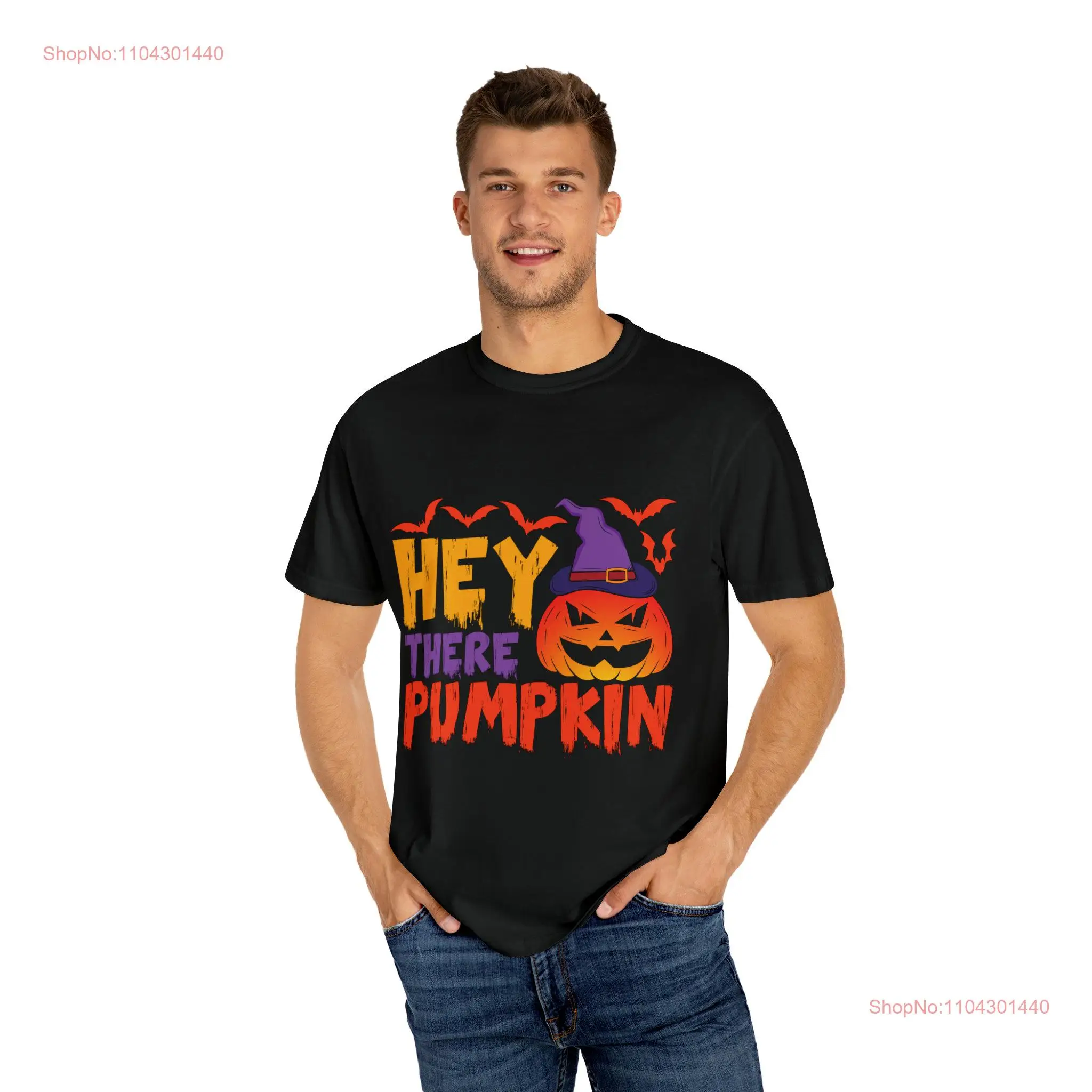 Hey Pumpkin Halloween T Shirt Oversized Crewneck Fall Vintage Spooky Season long or short sleeves