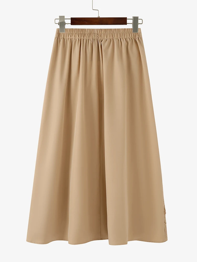 ZANZEA تنانير طويلة من الدانتيل للنساء بخصر مطاطي أنيق للحفلات قيعان ماكسي غير رسمية فضفاضة كبيرة الحجم مكشكشة للعطلات Jupes Faldas Saia