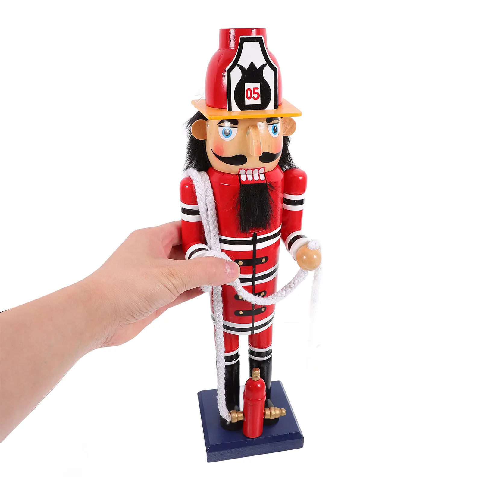

Firefighter Wooden Nutcracker Statue Bright Color Xmas Party Favor Christmas Decoration Desktop Decor Wooden Nutcracker