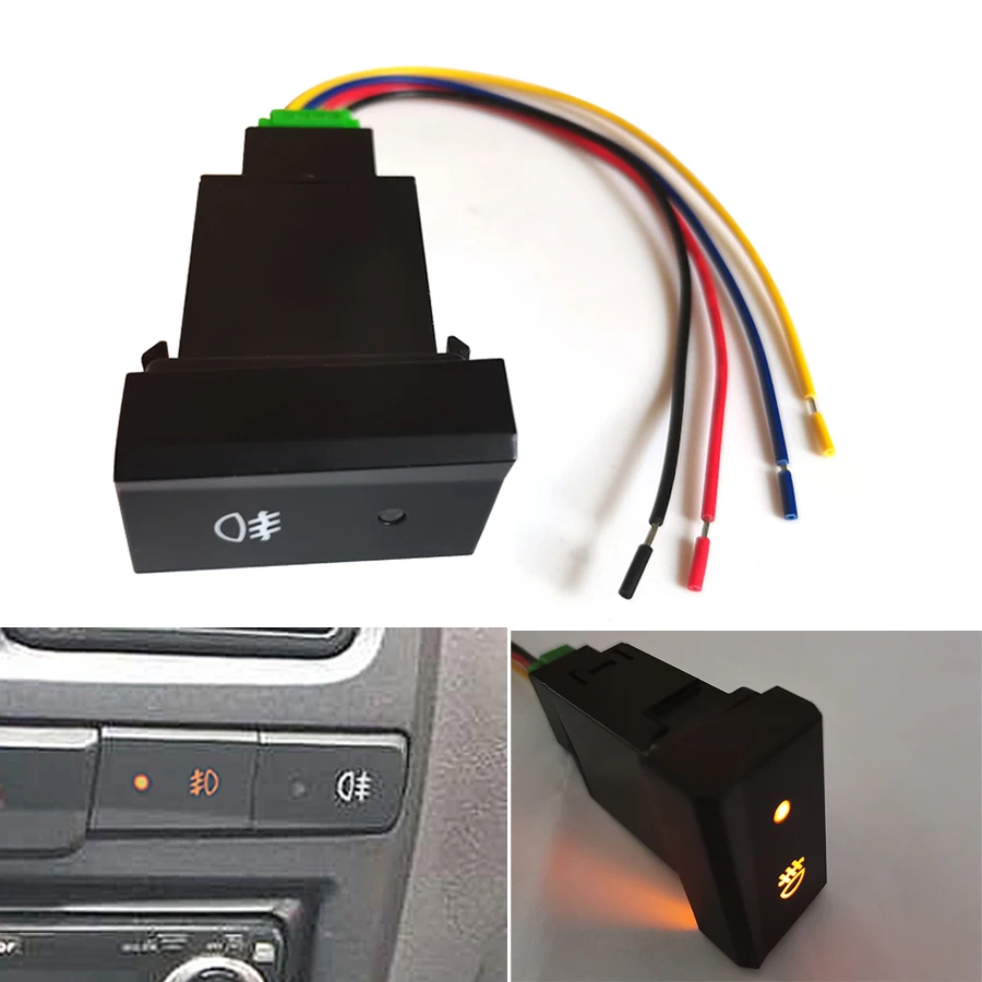Nowy 1 szt. czarny 5-pinowy przycisk włączania/wyłączania samochodu do przełącznika świateł przeciwmgielnych Hyundai Accent 12 V żółta dioda LED 4-przewodowy przewód