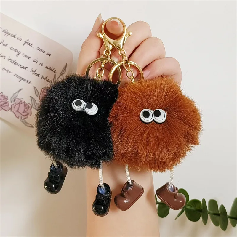 Cross-Border Foreign Trade Popular Fur Ball Doll Car Key Ring Pendant Simulation Lai Mao Rabbit Car Key Ring Pendant