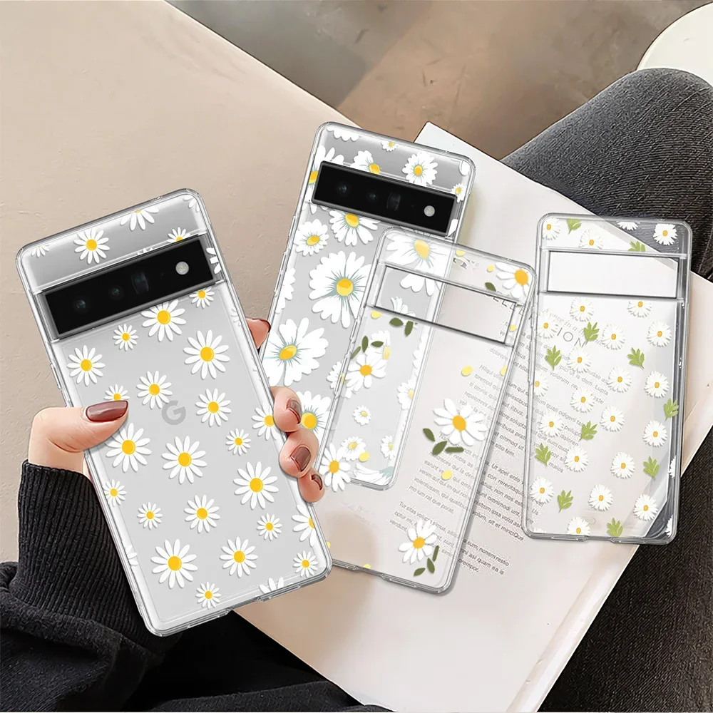 

Daisy Flower Phone Case for Google Pixel 8 7a 7 Pro 6a 6 6Pro 3 3a 4 4a Transparent Soft TPU Fundas for Google 5 5a 5G XL Coque