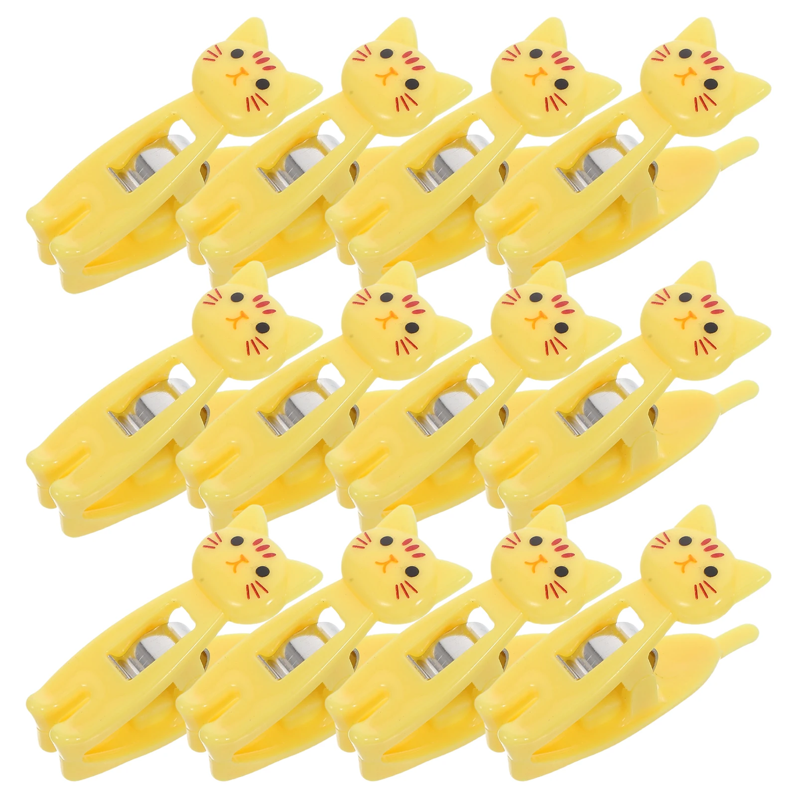 

12 Pcs Bill Folder Cat Bag Clips Note Cute Paperclips Bookmarks Planner Yellow for Food Storage