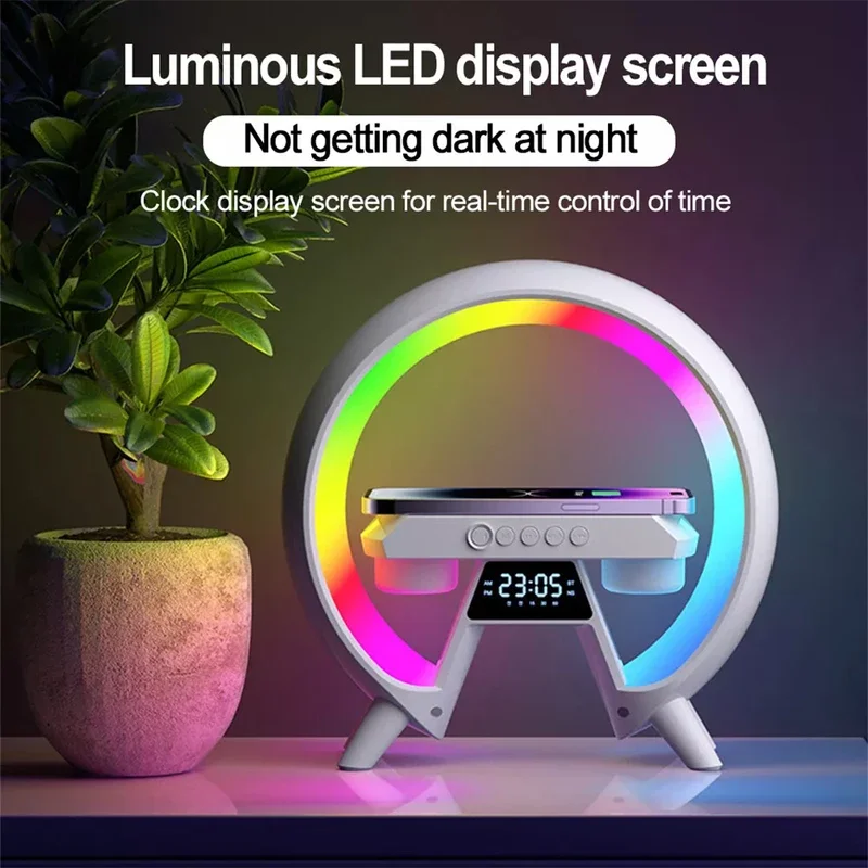 Multifunction night light with wireless charger music speaker 7 led colors Bluetooth sleeping lamp decor for kids gift
