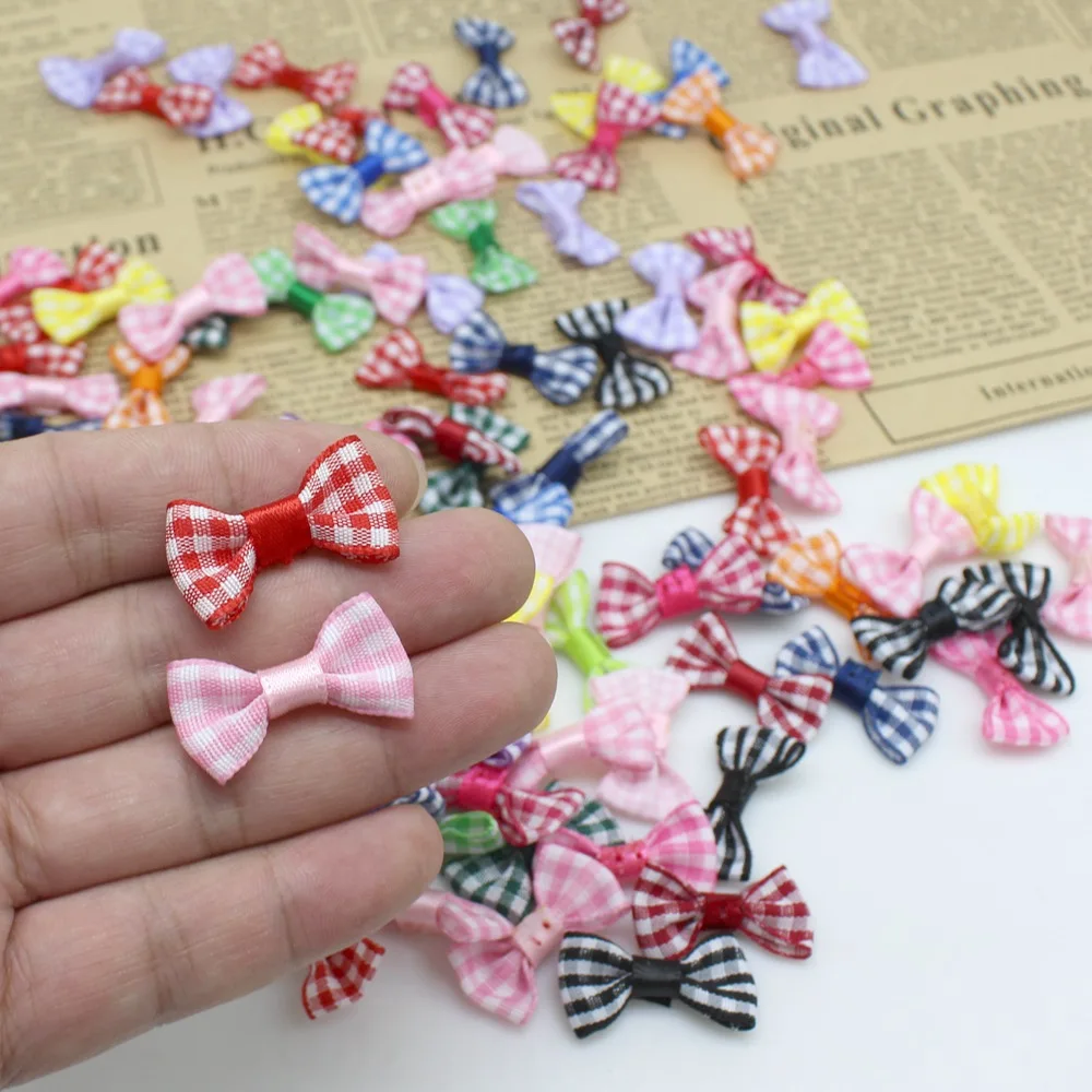 50 or 100pcs 15mm-30mm Small Satin Ribbon Bow Satin Ribbon Bowknot Ribbon Bow Flower Tie Appliques Scrapbooking Crafts Wedding