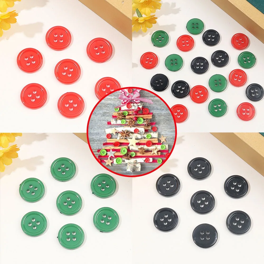 

50/100/150 шт. красные, зеленые, черные рождественские пуговицы, аксессуары для рождественских украшений ко Дню святого Валентина «сделай сам», принадлежности для швейных пуговиц
