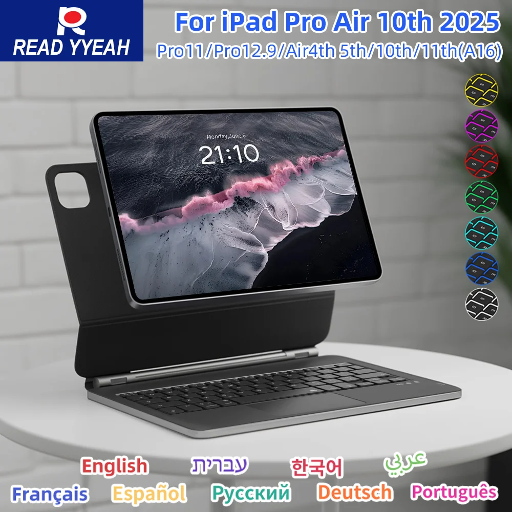 

Волшебная беспроводная клавиатура для iPad 11-го и 10-го поколений, магнитный чехол для iPad A16, A3354, A3355, A3356, A2696, умная обложка-клавиатура для iPad Pro/Air
