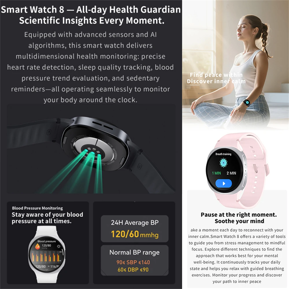 New Original Smart Watch 8 Men GPS Track NFC Bluetooth Call 40mm AMOLED Fitness Sport Tracker Health Smartwatch For Android Ios