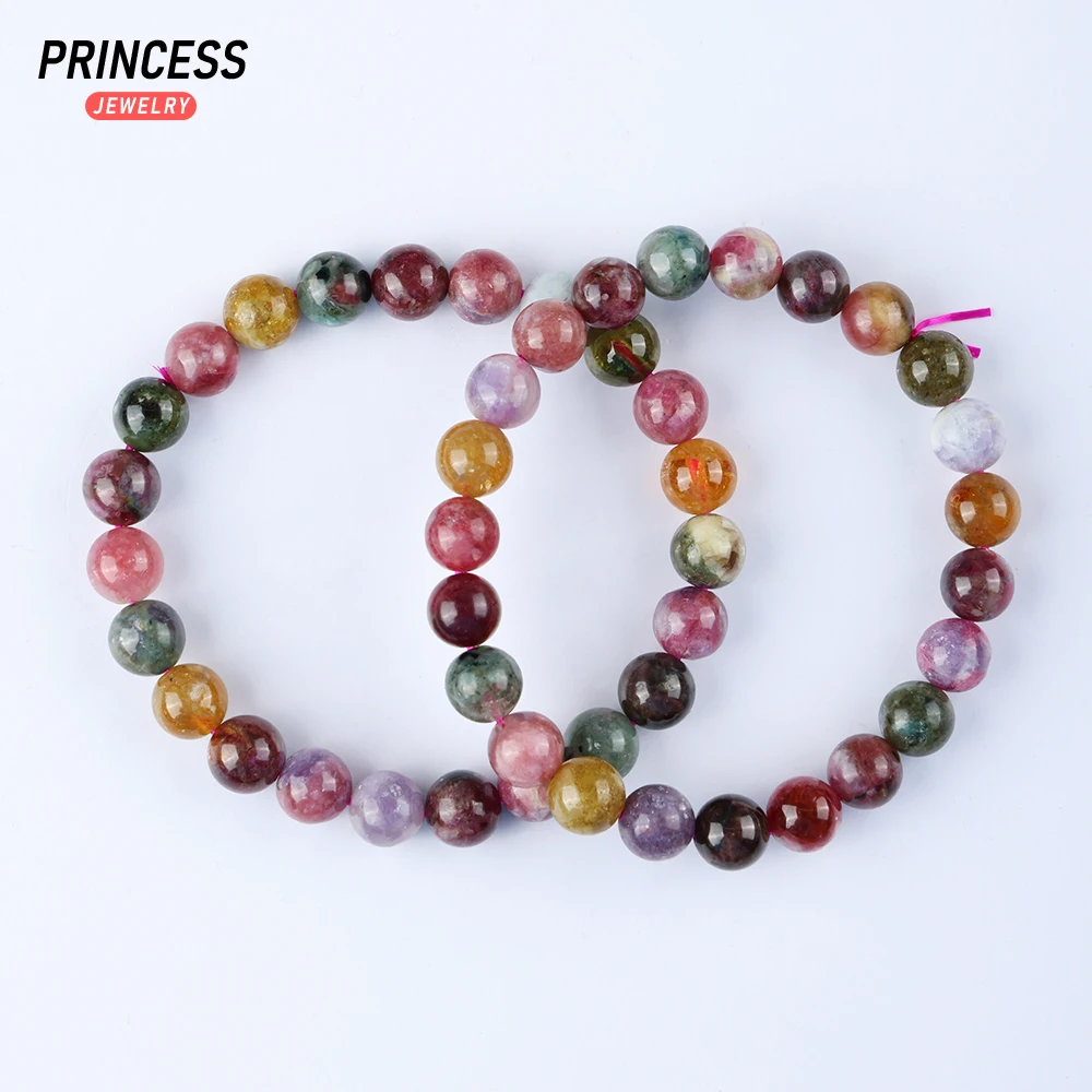 

Natural Colorful Tourmaline 8-8.5mm Bracelet for Jewelry Making DIY Handmade