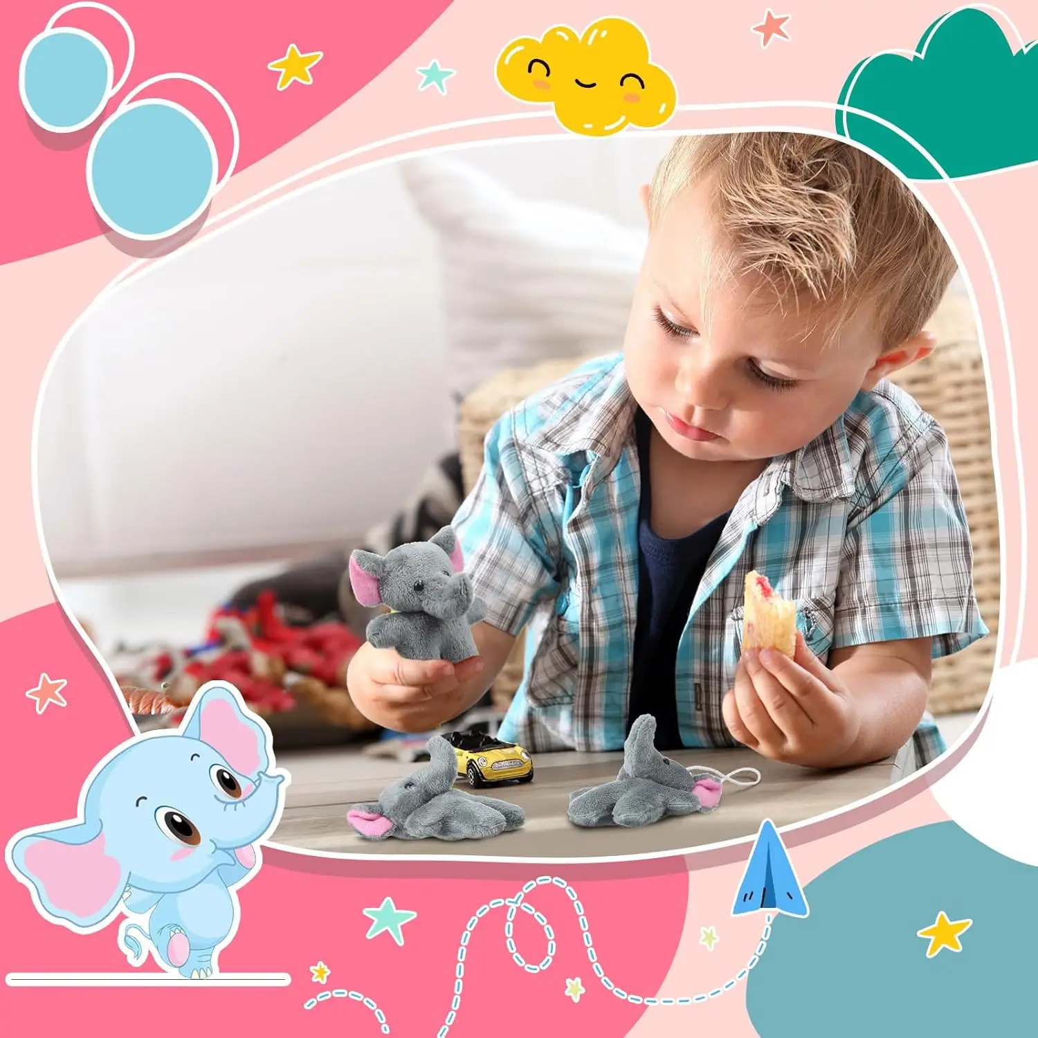 30-300 Uds Mini elefante Animal juguetes de peluche pequeños animales de peluche a granel lindos llaveros de peluches pequeños para regalo fiesta premio de Carnaval