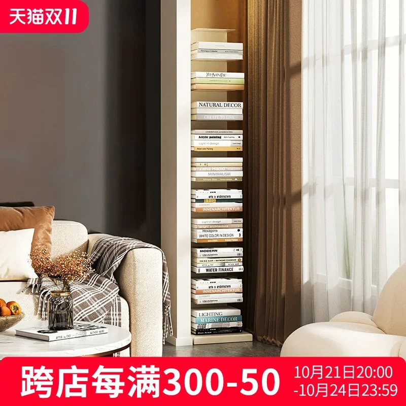 

Invisible bookshelf Floor-to-ceiling shelf Household living room Corner wrought iron enlarged laminate can hold A4 books Simple