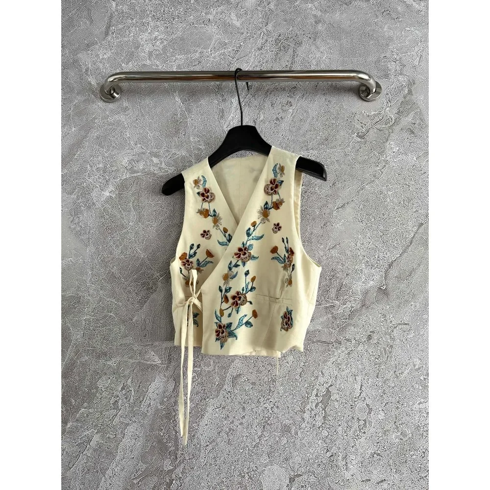 

2025 New Fashion Blouse Tops and Short Sets White Green Print