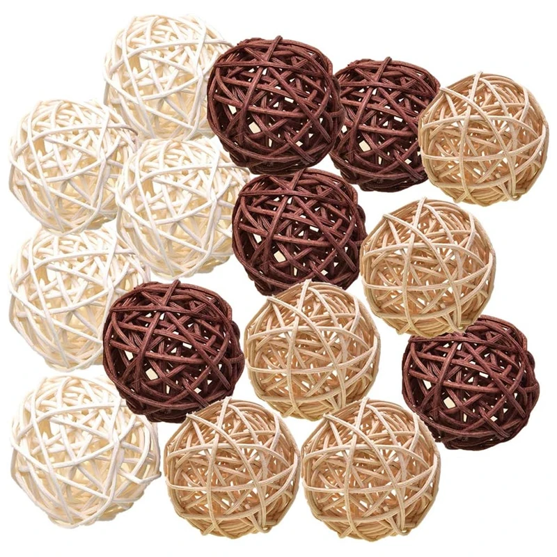 50/100pcs Natural Decorative Wicker Rattan Balls, 3cm Rattan Orbs Hanging Ornament for Vase Filler Wedding Home Garden Decor