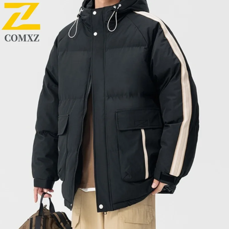 

COMXZ 2025 New Men Women Thickened Warm Puffer Jacket Autumn Winter Cotton Coat Loose Windproof Casual outdoor sports Outerwear
