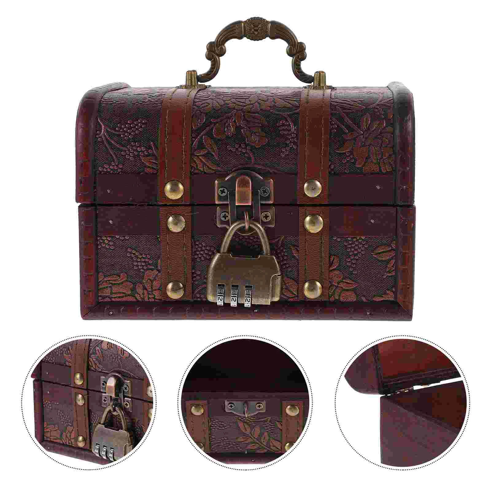 Pirate Treasure Chest Wooden Storage Candy Case Boxes Jewelry Holder Red Grapes