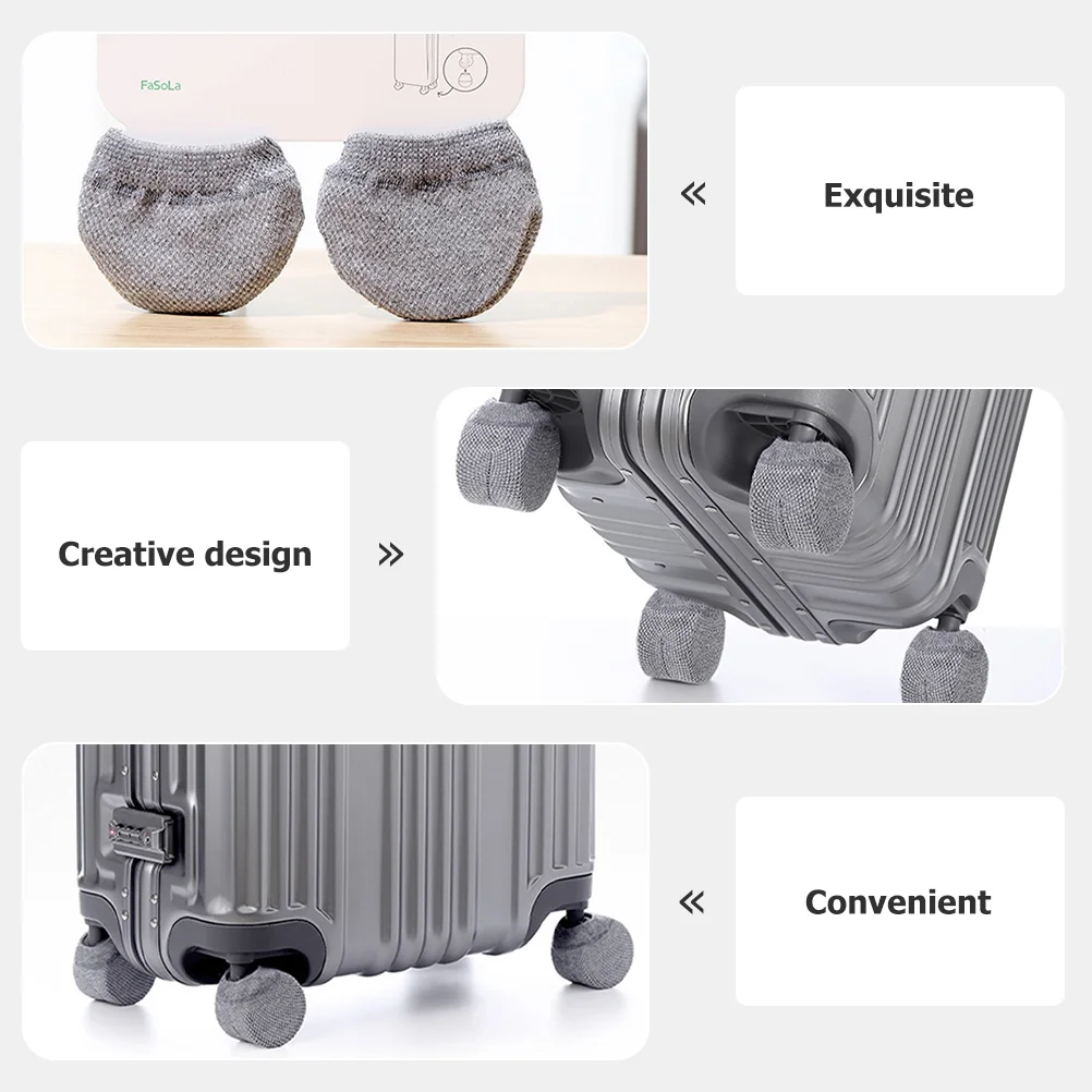 4 Pcs Couch Protector Trolley Case Wheel Cover Chair Caps Table Leg Protectors Feet Socks Grey Covers