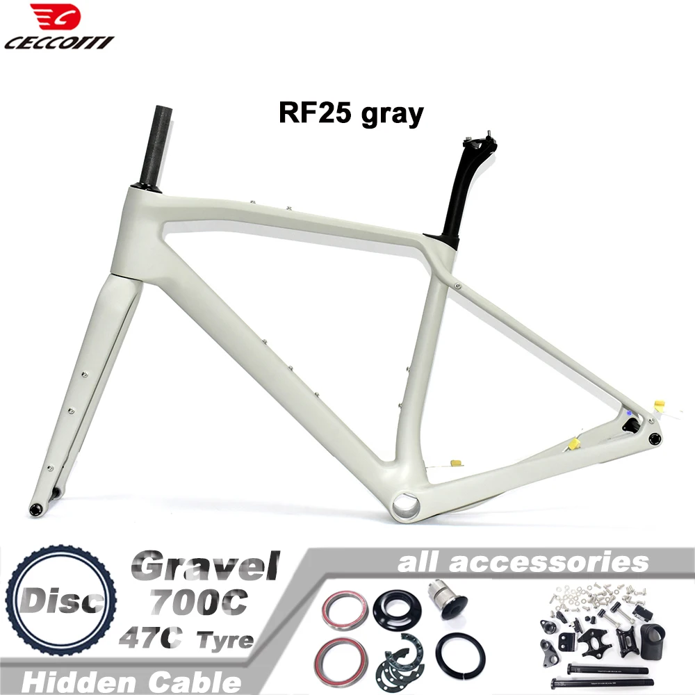 Carbon Frame for Gravel Bike, Full Inner Cable, Customized Color Gravel Frame