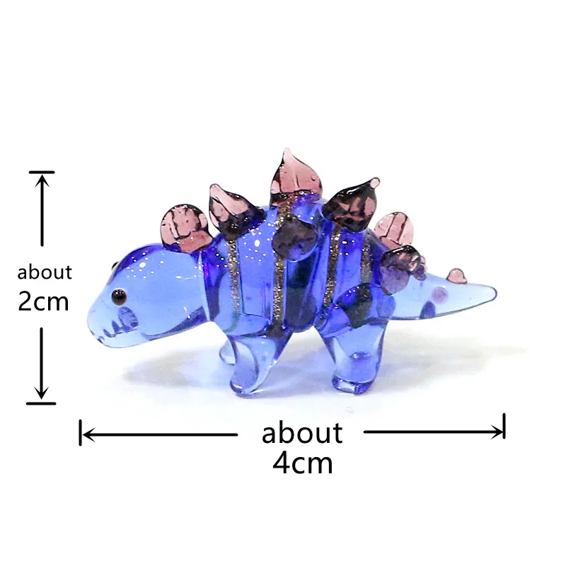 Cute Jurassic Dinosaur Tiny Glass Statue Ornaments Fairy Garden Children's Room Decor Stegosaurus Mini Figurines Gifts for Kids