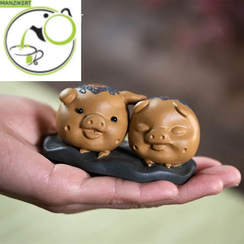 

Chinese Yixing Purple Clay Tea Pet Piggy Model Sculpture Ornaments Lucky Tea Figurine Handmade Decoration Tea Set Supplies