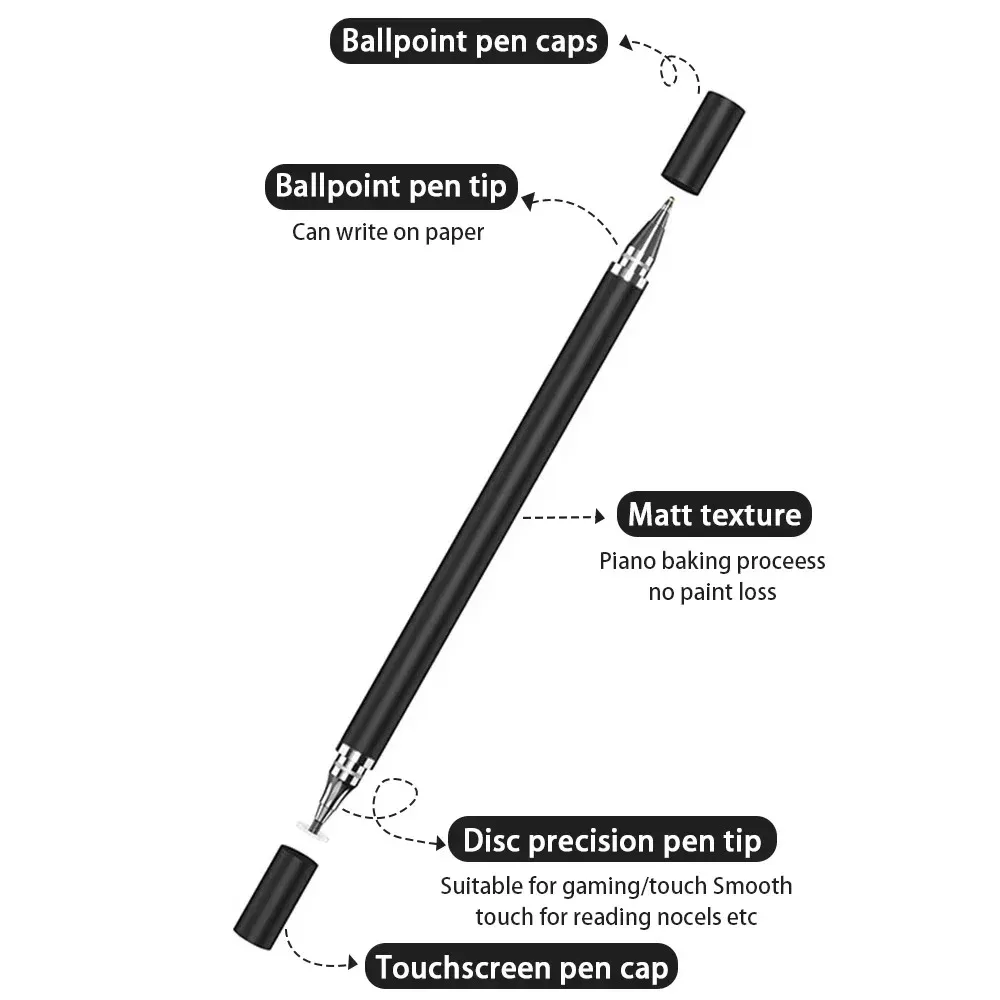 2 In 1 Stylus Pen For Tablet Cellphone Capacitive Touch Pencil For Iphone Samsung Universal Android Phone Drawing Screen Pencil