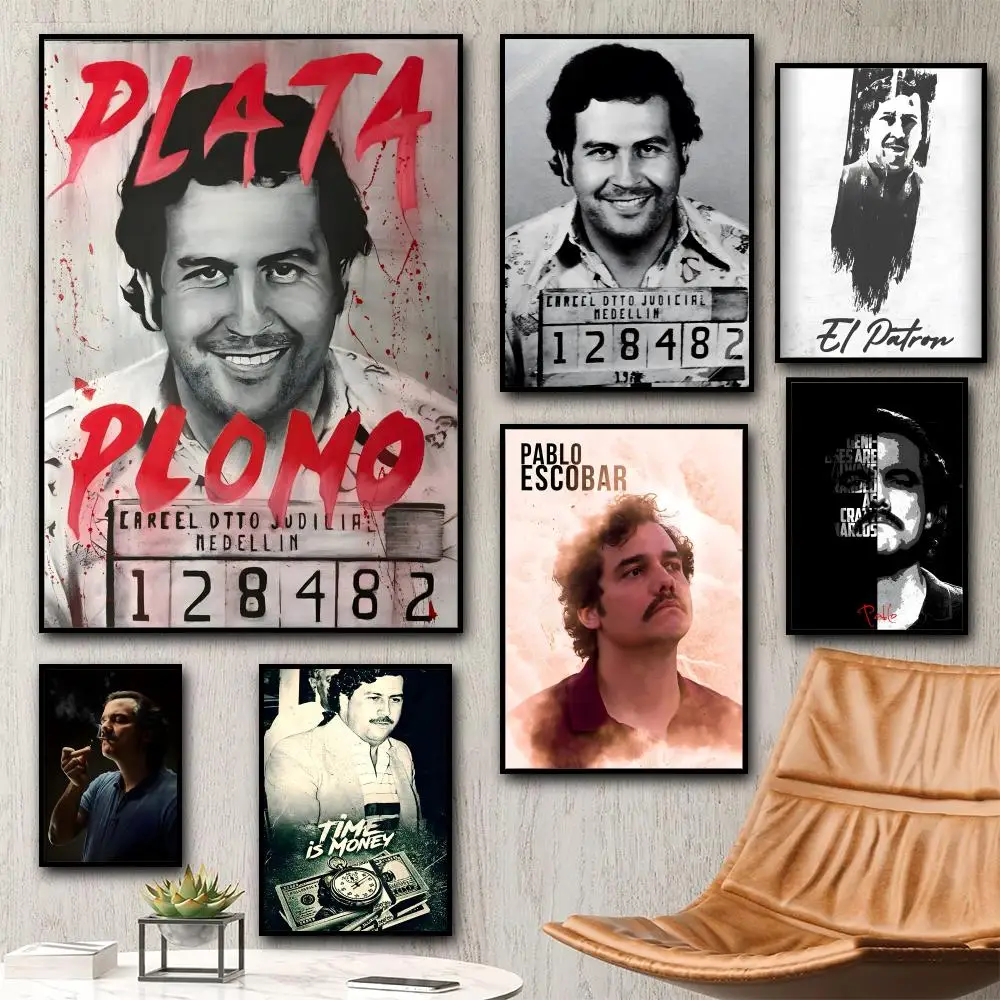 Pablo Escobar Character Legend Painting Calligraphy HD Canvas Poster living room bedroom bar aesthetic decoration