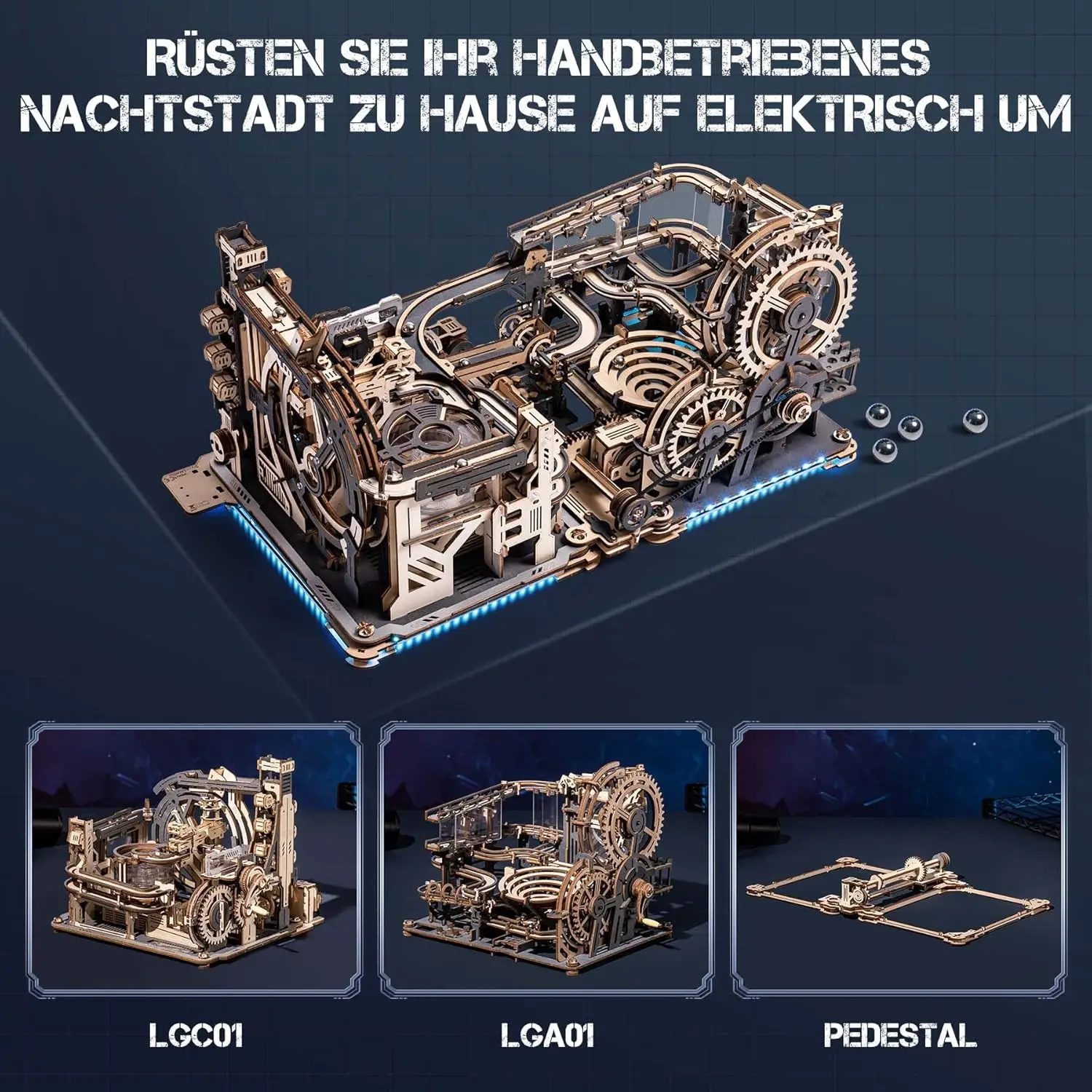 Pacchetto Link Run in marmo per Marble Night City LGA01 e Marble Spaceport LGC01, puzzle in legno 3D Kit modello per adulti per costruire regali
