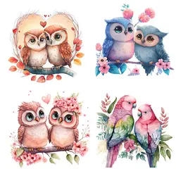 M414 Couple Owl Birds Wall Sticker Bathroom Toilet Removable Home Decoration For Bedroom Kitchen Living Room Sticker