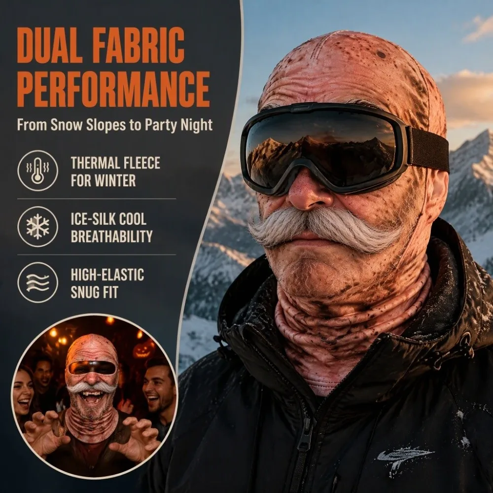 Unisex Size Funny Prank Mask 3D Print Breathable Motorcycle Ski Face Mask Funny Ice Silk/Dornex Neck Hood Helmet Liner