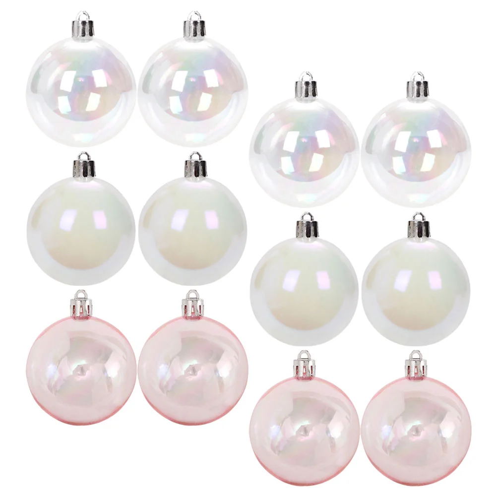 

12 Pcs Hanging Ball Christmas Bubble Colorful Transparent Decoration Pendant Garland Iridescent Balls Plastic Decorations Xmas