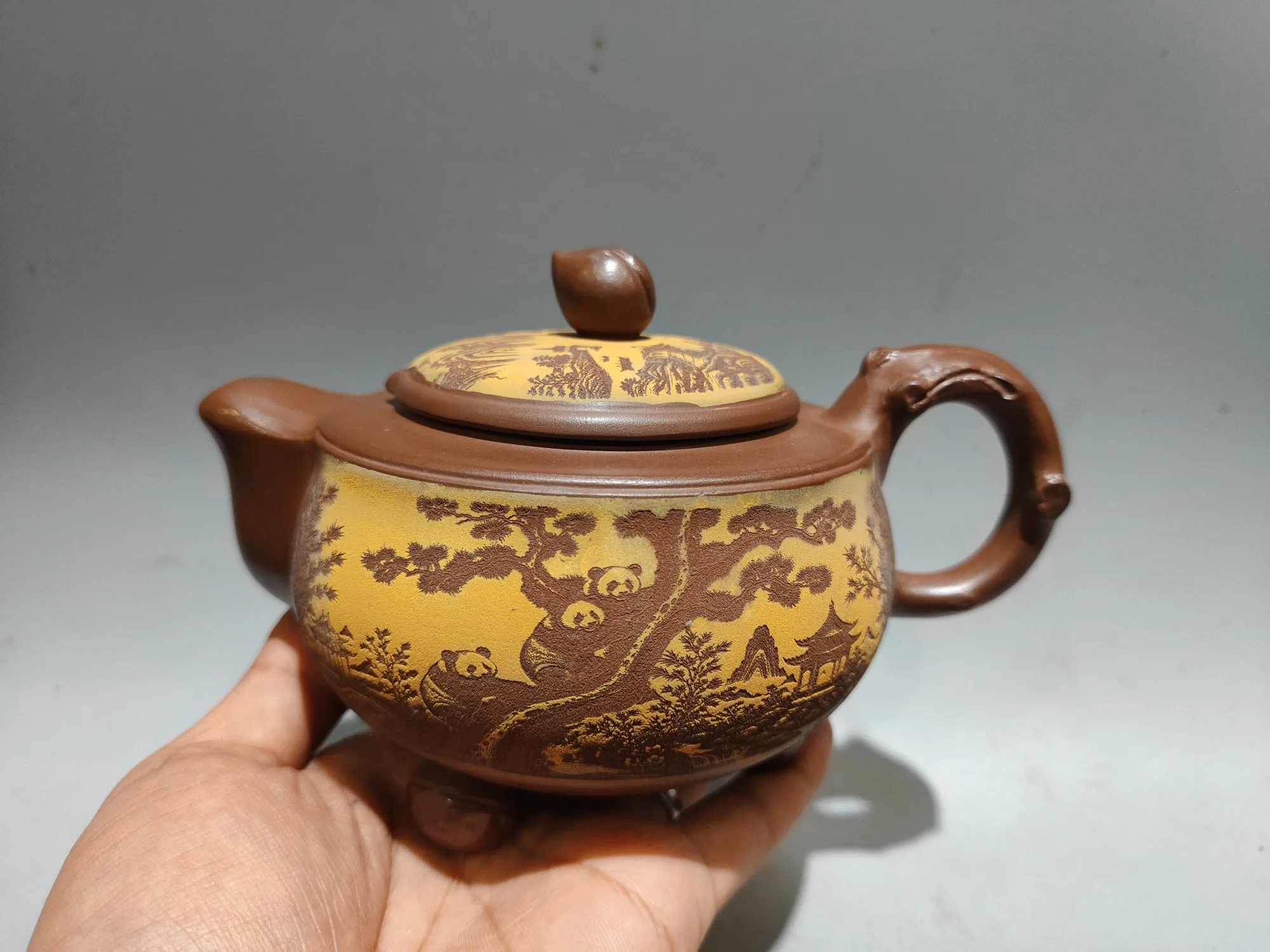 Purple teapot Yixing Purple Clay Teapot Pink engraving Peach shaped teapot Peach covered teapot Tea pot Kettle Teapot