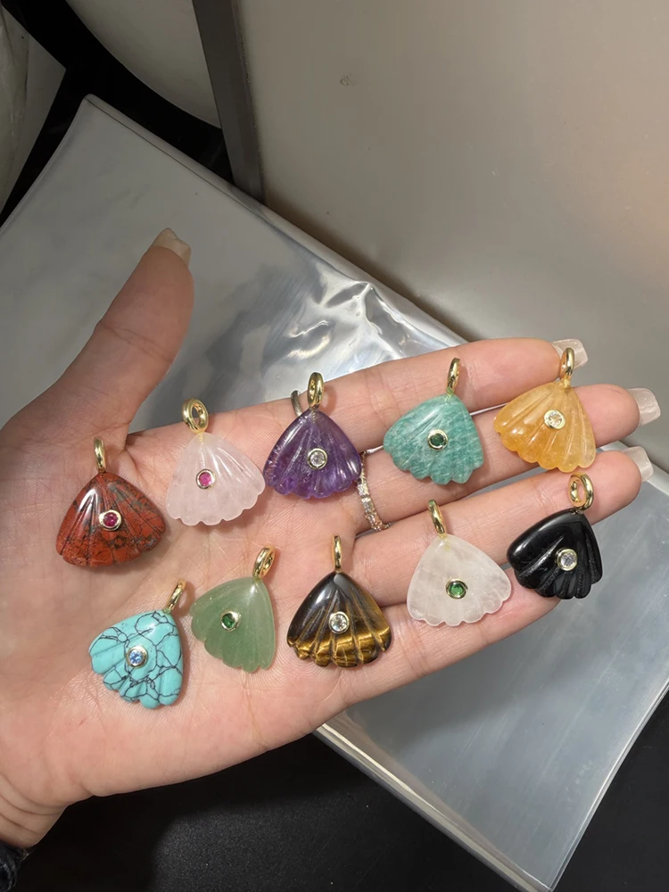 3pcs/lot Jewelry Accessory Natural Stone Transparent Shell Shaped Pendant For Charms Earrings  Mobile Phone Shell Bracelet