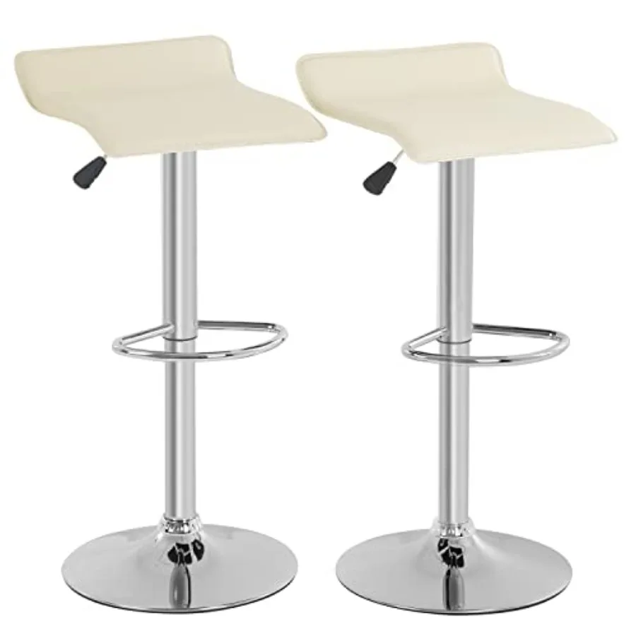 

Set of 2 Adjustable Bar Stools, Barstools with Modern PU Leather Swivel Barstools for Kitchen Counter Height Chair