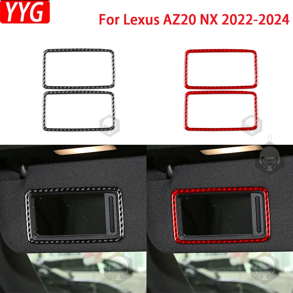 For Lexus NX AZ20 2022 2023 2024 Carbon Fiber Makeup Mirror Panel Car Decoration Accessories Sticker