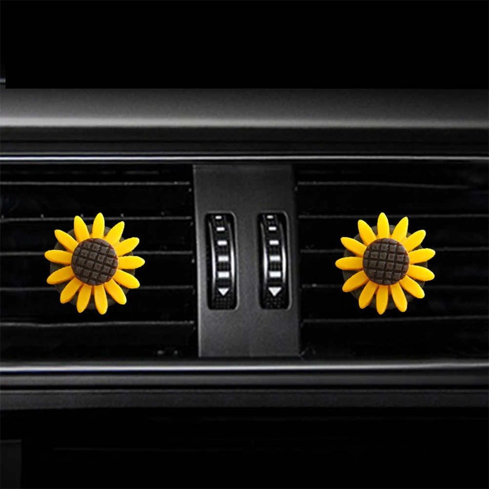 

2pcs Sunflower Car Perfume Diffuser Clip Aromatherapy Vent Freshener Odor Remover Air Fragrance Holder For Car Decoration Gift