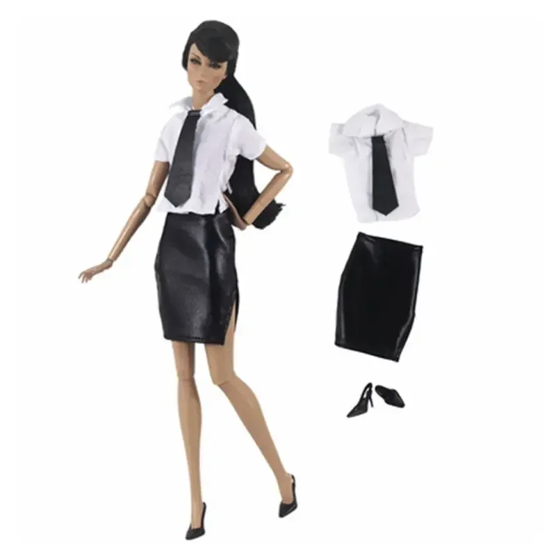 1:6 White Blouse Leather Skirt Shoes 11.5