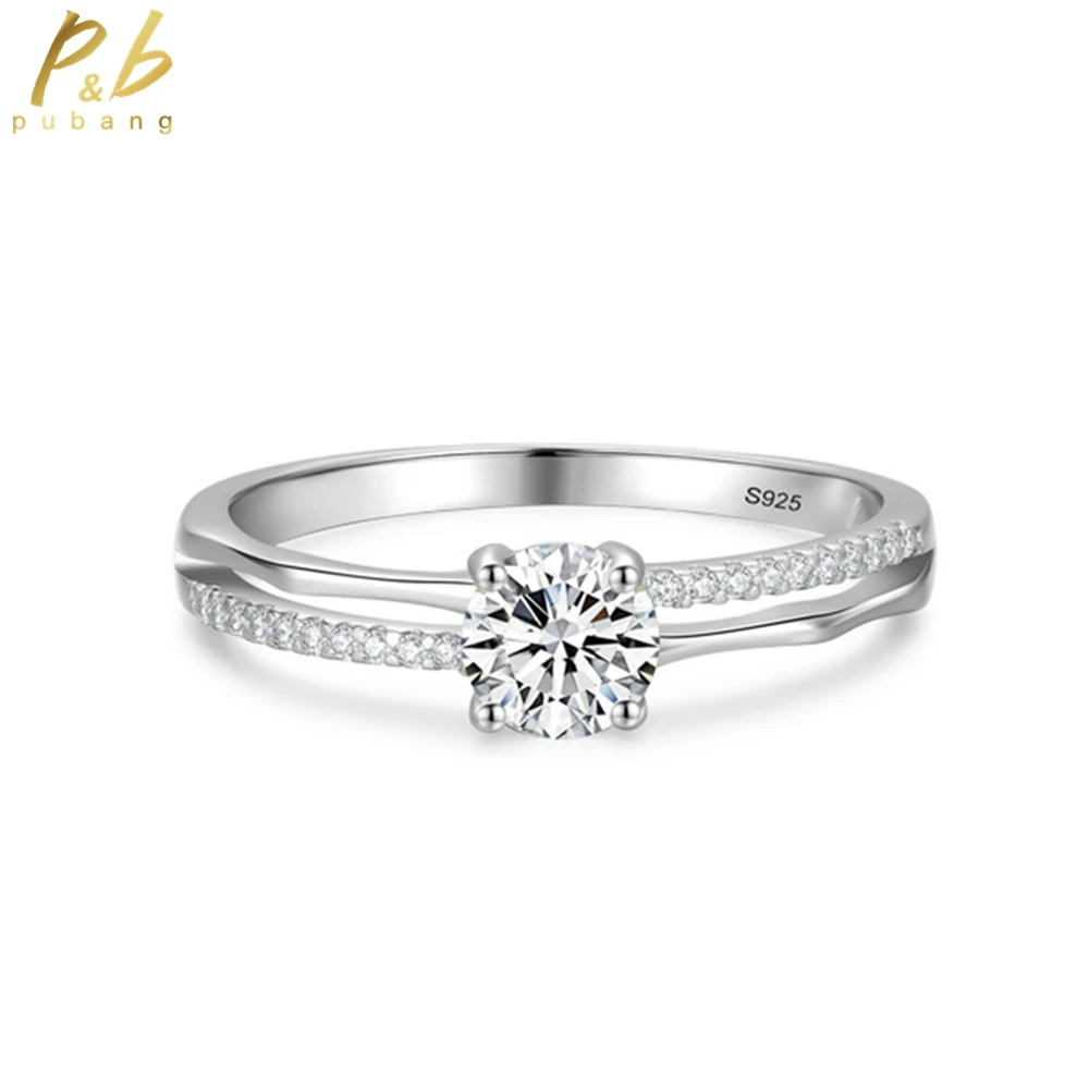 

PuBang Fine Jewelry Solid 925 Sterling Silver Luxury High Carbon Diamond Resizable Ring for Women Anniversary Gift Free Shipping