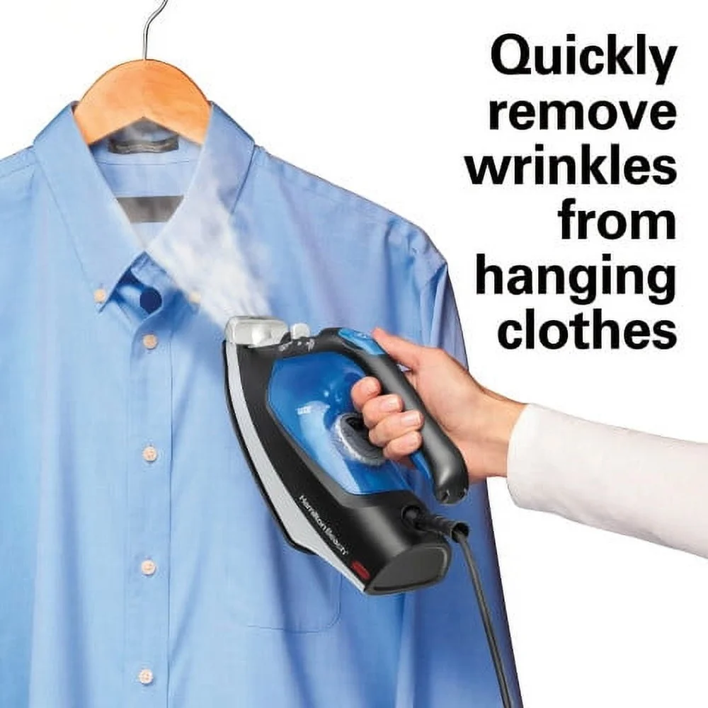 2 in 1 Iron Steamer Compact Lightweight Nonstick Soleplate Easy Slide Lever 1200W with Wide Nozzle Quick Wrinkle Removal