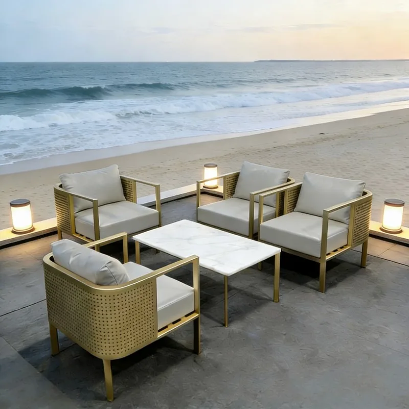 Outdoor table and chair combination garden courtyard outdoor stainless steel villa hotel leisure balcony stainless steel