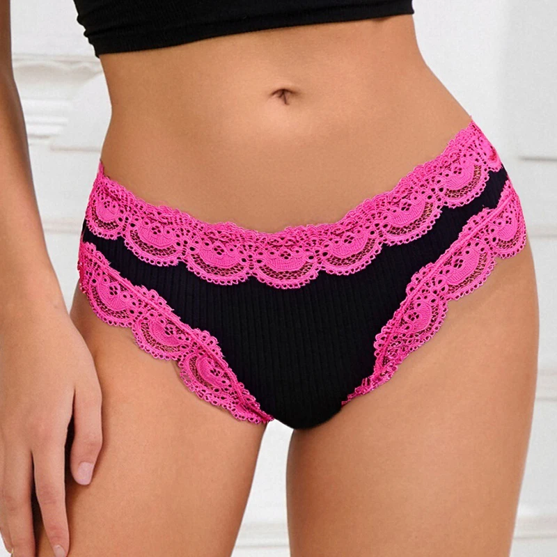 1pcs/Set Women's Cotton Panties Soft Underwear Comfortable Contrast Color Briefs Sexy Breathable Free Shipping Low-Rise