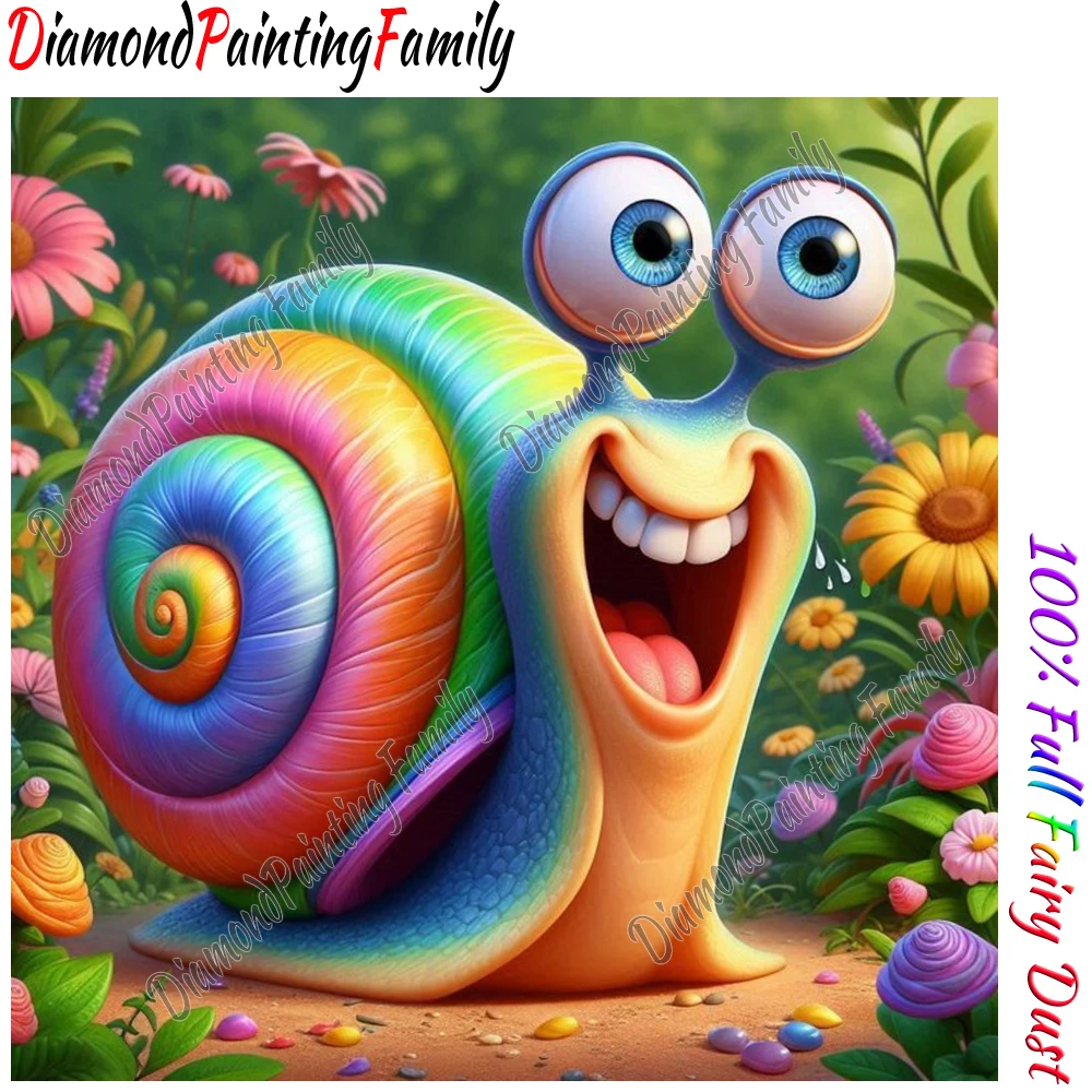Diamond Painting Family Full Fairy Dust Diamond Art Colorful Snail Crystal Resin Mosaic Painting Kit AB Drill Cross Stitch Set view 4