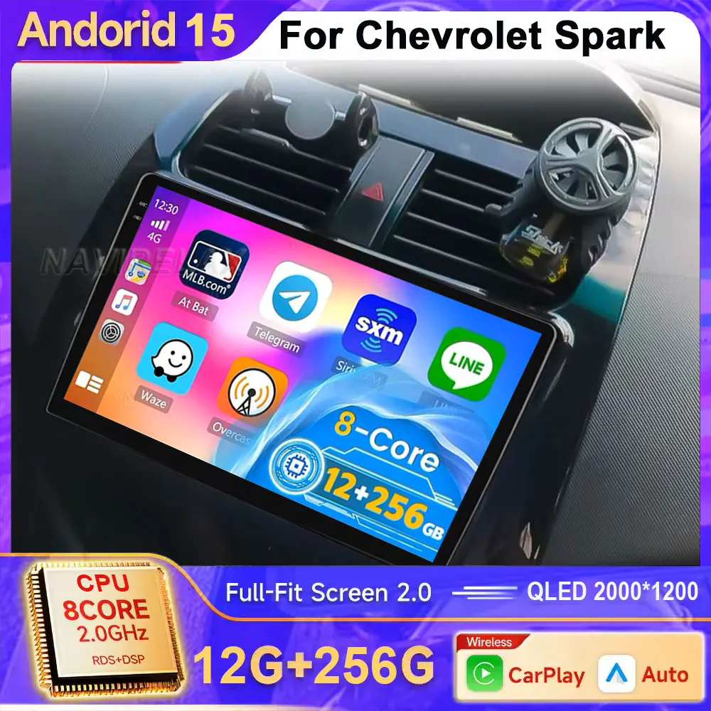 Para Chevrolet Spark Beat Matiz Creative 2010-2014 2Din Android 15 Radio de coche reproductor de vídeo Multimedia 4 navegación WIFIG Carplay